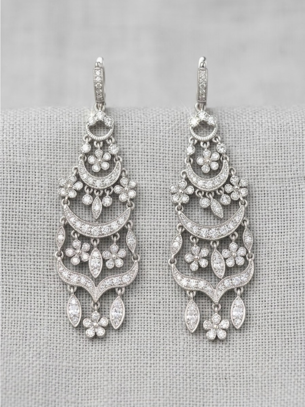 Vintage Monet Silver Tone Chandelier Earrings